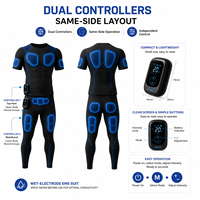 Ensemble de yoga EMS sans fil intelligent pour hommes, 7 zones, double contrôleur, pulvérisation d'eau, combinaison d'entraînement par impulsions, tenue de sport, application