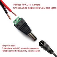 Adaptateur de prise d'alimentation DC mâle 5,5 mm, 2 broches, terminaison à vis, contact en cuivre, connecteur en plastique pour caméra CCTV, éclairage LED