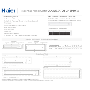 9000 BTU R32เครื่องปรับอากาศแบบมีท่ออ่อนที่ความชุกต่ำ ++ ทำจากรุ่น Haier-canalizzato-AD25S2SS1FA(H) Haier 9000 BTU INV - Product Image 5