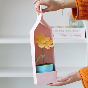 Fatto a mano Crochet margherita Bouquet artificiale decorativo a maglia foglie e fiori per uso interno - Product Image 6