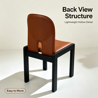 Chaise d'appoint contemporaine en cuir durable avec design écologique et pieds en bois massif pour salle à manger et mobilier de maison