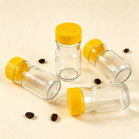 Pot en verre rond de 200 ml de haute qualité avec ouverture large et couvercle à vis en plastique PP de couleur personnalisée pour le stockage de poudre de café