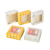 Farbig Beschichtete Papier-Kuchenbox mit Aufklappbarem Deckel Vier Cupcake-Innentabletts Blumenetikett Kleinserien-Maßanfertigung
