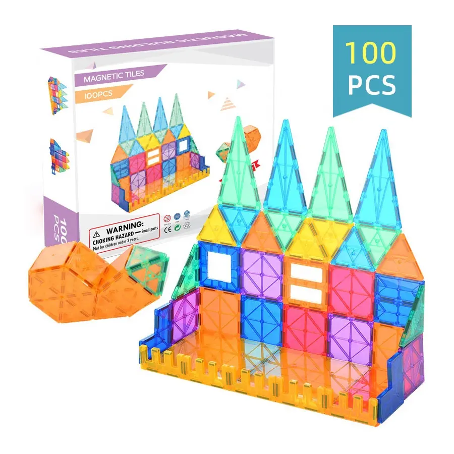 100 Uds. Juguetes educativos DIY 3D de alta calidad para niños, juego de bloques magnéticos de plástico ABS coloridos, azulejos de construcción magnéticos