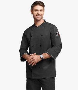 3/4 Tay Áo Đôi Ngực Dệt Đầu Bếp Đồng Phục Với Thông Gió Nhiệt Kế Túi | 60% Polyester/40% Bông Người Đàn Ông Của Đầu Bếp Áo Khoác - Product Image 1