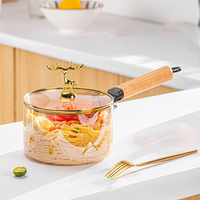 Grand pot de nouilles en verre à haute teneur en borosilicate Pot de soupe et de bouillon à poignée unique universel pour cuisinière électrique à gaz