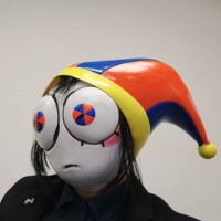 Costume de cosplay Pomni du cirque numérique incroyable de l'anime, masque en latex de dessin animé pour décorations, fête d'Halloween, masque de mascarade