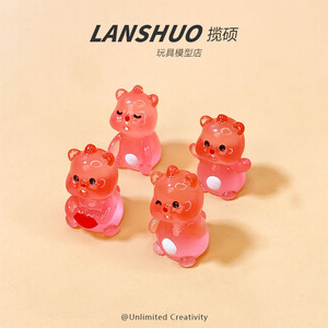ตุ๊กตาหมูการ์ตูน Lanshuo เรซิ่นเรืองแสง DIY อุปกรณ์ตกแต่งเครื่องประดับ พวงกุญแจ จี้ วัสดุตกแต่ง ฤดูร้อน 2022 - Product Image 3