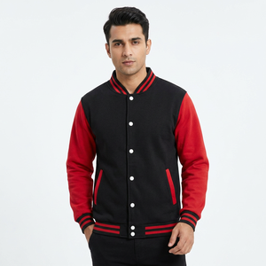 Top Products Baseball Sports Wears Varsity Jacket Letterman Black <b>Wool</b> Body and <b>Red</b> Leather Sleeve Varsity Jacket for Men - Product Image 1