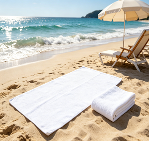 Serviette <span class=keywords><strong>de</strong></span> <span class=keywords><strong>plage</strong></span> vierge pour sublimation 35,82x72,65 pouces, face en polyester pour impression, face en coton avec étiquette, 340g, grande serviette <span class=keywords><strong>de</strong></span> <span class=keywords><strong>plage</strong></span> surdimensionnée - Product Image 1