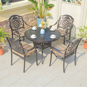 5 टुकड़े बालकनी धातु आउटडोर फर्नीचर कास्ट एल्यूमीनियम पेटियो रेस्तरां तालिका और कुर्सियों गार्डन डाइनिंग सेट - Product Image 3