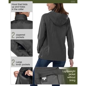 Chaqueta Impermeable para Mujer, 33,000ft, Ligera, Plegable, con Capucha, Transpirable, Sin Forro, para Senderismo - Product Image 5