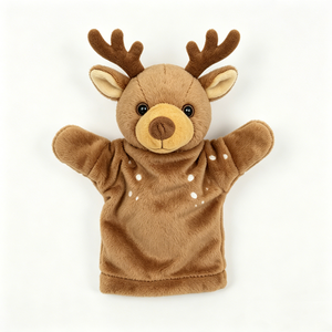 Marioneta de Mano de Gato de Peluche para Niños, Juguete de Peluche Suave de Algodón PP Gris con Malla Bordada, Accesorio para Cumpleaños - Product Image 3