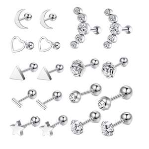 Yw 18 Stks/set Lot 316L Rvs Neus Ring Set Lip Labret Tong Piercings Lot 16G Wenkbrauw Oor Helix piercing Sieraden - Product Image 2