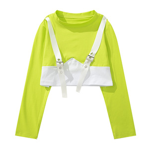 Set da ballo Jazz da ragazza abbigliamento Crop Top <span class=keywords><strong>a</strong></span> <span class=keywords><strong>vita</strong></span> <span class=keywords><strong>alta</strong></span> per spettacolo di pantaloni da lavoro Hip-hop per bambini - Product Image 3