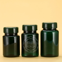 Bouteille de médicament vide transparente verte personnalisée de 80 ml, 100 ml, 120 ml avec couvercle pour pilules, capsules, boîte de rangement en plastique de qualité alimentaire