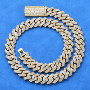 สร้อยคิวบาลิงค์แบบมีประดับเพชรโมอิสซาไนต์คุณภาพสูงสั่งทำพิเศษ เงินแท้ 925 ชุบทอง 18K ประดับแบบ Bezel Set สไตล์ฮิปฮอป สร้อยคอแบบ Iced พร้อมเครื่องทดสอบ - Product Image 5