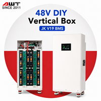 Kit de batterie LiFePO4 DIY 16S 48V en stock UE avec BMS JK V19, disjoncteur 200A 250A et écran LCD 4,3 pouces pour cellules 280Ah 314Ah, stockage solaire domestique 16kWh