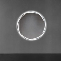 Miroir de salle de bain rond moderne à LED, mural, anti-buée et éclairé, cadre en alliage d'aluminium classé IP65 pour les hôtels