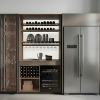 Meuble de bar à vin en bois personnalisé OEM avec présentoir unique pour salon ou cave à vin, style panneau en bois