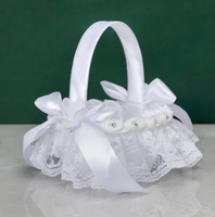 Fournisseurs de mariage paniers de fleurs pour enfants décorations de mariage avec paniers en dentelle de satin strass