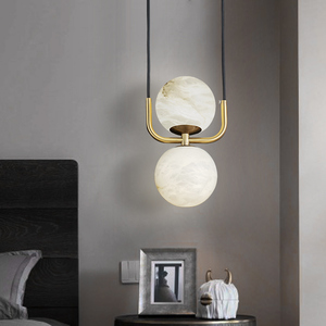 Moderno nordico a testa singola o doppia interamente in rame con ciondolo a sfera di pietra di lusso ristorante Bar e camera da letto lampadario sul comodino