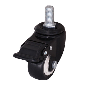 Roulettes pivotantes rigides noires en PVC/PP de 50 mm avec tige filetée M10 et verrouillage, pour fauteuils de bureau et mobilier léger, roulettes de 2 po pour présentoirs - Product Image 3