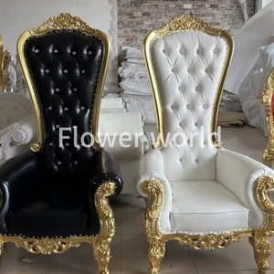 Silla Trono Dorada de Lujo con Respaldo Alto Tamaño <span class=keywords><strong>Queen</strong></span> King Diseño Moderno para Hotel Banquete Fiesta de Boda Muebles de Sala - Product Image 1