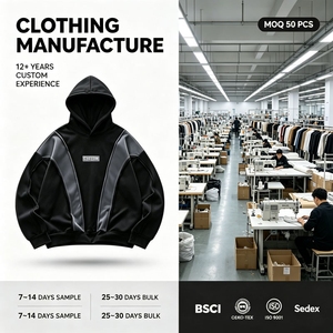Sudadera con Capucha Oversize Personalizada para Hombre, Estilo Urbano, con Paneles Cosidos y Bordados, OEM ODM, Sudadera con Capucha Desgastada, Fabricante de Ropa - Product Image 1