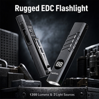 Lampe de travail EDC 1200LM, lampe torche en aluminium rechargeable par USB-C, affichage numérique, lumière UV365, lumière noire, étanche IP33, lampe torche à pression