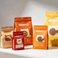 Sacs d'emballage alimentaire en papier kraft PLA biodégradable, résistants à l'humidité, réutilisables, avec fenêtre, imprimés avec un logo personnalisé, brun et blanc, pour friandises pour animaux de compagnie