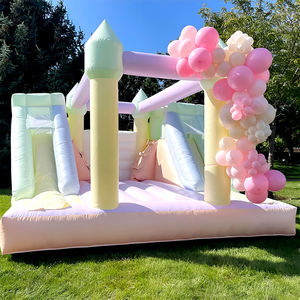 Combo de Castillo de PVC 4 en 1 portátil de 17 pies, doble Tobogán, colores claros de macarrones, 5x5m, combo de tobogán inflable certificado CE - Product Image 2