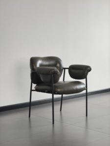 Fauteuil de détente en cuir véritable de style italien minimaliste moderne, design danois, mobilier de salon, marque Fuyas - Product Image 6
