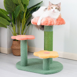 Cat Tree Floral Design 2 <b>Levels</b> Sisal Scratching Post For <b>Small</b> To Medium Cats - Product Image 1
