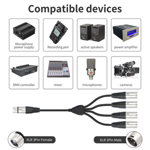 Кабель-разветвитель аудиосигнала XLR 0.6 м, 1 выход на 4 входа, 4-канальный, 3-контактный, штекер-гнездо, балансный, для микрофона - Product Image 6