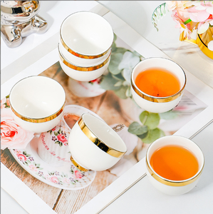 Ensemble de thé ALBLSSA, réutilisable, portable, en céramique et porcelaine moderne, style <span class=keywords><strong>zen</strong></span> de luxe léger, 6 pièces, petites tasses à thé et à café dorées - Product Image 2