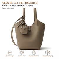 Tas Tangan Kulit Asli Custom, Kantung Modern Bisa Dilepas, Tas Bucket Berkapasitas Besar untuk Kantor dan Perjalanan Harian, Pemasok ODM