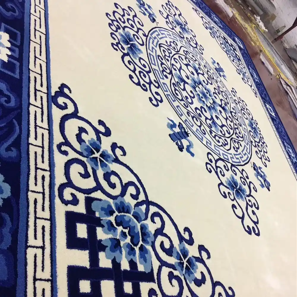 מותאם אישית סיני כחול ולבן פורצלן סלון ספה שטיח מלון וילה עסקי שולחן מחצלת שינה קישוט שטיח