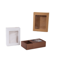 Boîte en papier kraft artisanale réutilisable de couleur unie, fabriquée avec des procédés UV, avec un centre transparent, tendance de la mode, nouveau modèle pour le rangement d'objets et de cadeaux