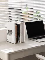 Boîte de rangement de bureau transparente multifonctionnelle, organisateur de bibliothèque rectangulaire pour magazines et livres