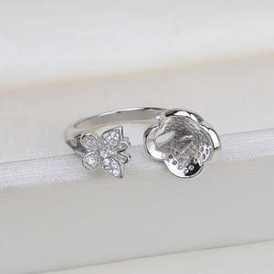 Anneau d'activité pour femme en argent S925, ouvert, réglable, DIY, perle 12-13, accessoires de bijoux, plateau vide, 198 composants de bijoux - Product Image 2