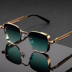 Lunettes de soleil de conduite unisexes haut de gamme, légères, à monture carrée en métal, style punk, anti-radiation, avec logo personnalisé, tendances mode GS - Product Image 1