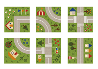 Premium Nylon 6.6 Bedruckte Teppichfliesen Waschbare Kreative Cartoon-Stadtstraßen-Spielmatte Puzzle-Teppich für Kindergarten und Vorschule