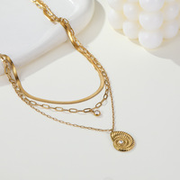 Collier triple couche en acier inoxydable plaqué or avec pendentif coquillage incrusté de diamants, style rétro, accessoire personnalisé pour femme YEHHY