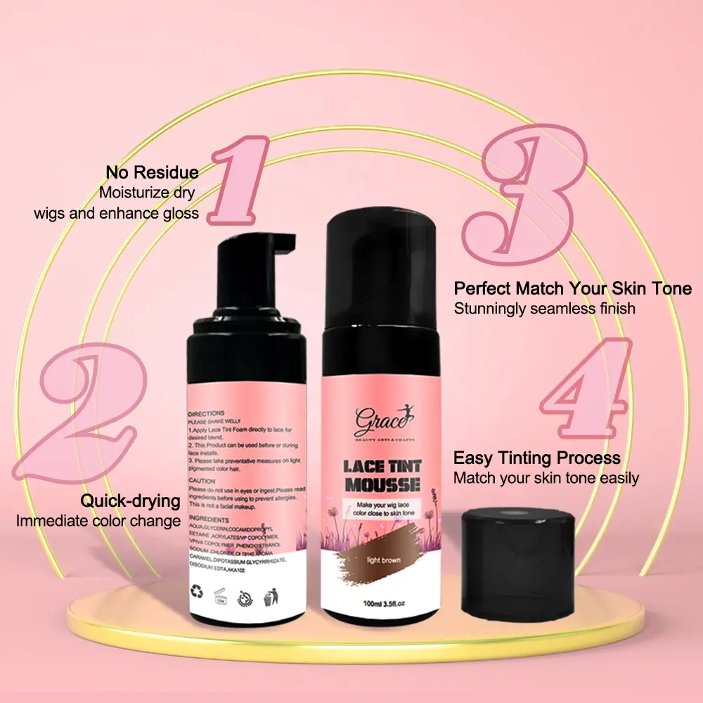 Melt your lace with tint mousse 4 shades to choose dark brown medium brown wig knots concealer lace tint foam mousse