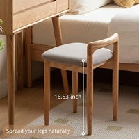 Tabouret de coiffeuse en bois de hêtre naturel avec coussin rembourré, chaise en bois pour chambre à coucher, salon et mobilier de coiffeuse – Vente en gros