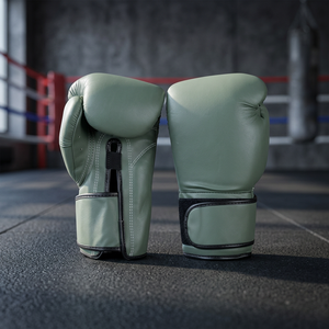 Gants d'entraînement de boxe en PU vert avec fermeture Velcro pour adultes - Product Image 4