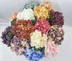 Flores de hortência artificiais para casamento, flores coloridas premium de qualidade para decoração de casa, haste única de seda