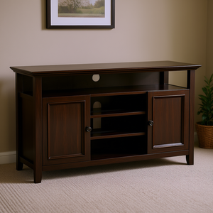 Mobile TV Amherst in Legno di Hickory Marrone, 50-54 Pollici, con Ante, Design Tradizionale, Arredamento per Soggiorno - Product Image 2