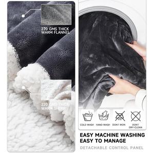 Plaid chauffant électrique en flanelle avec poche pour les pieds, châle chauffant portable avec manches, 8 réglages de chaleur, temporisation de 12 heures, lavable - Product Image 5